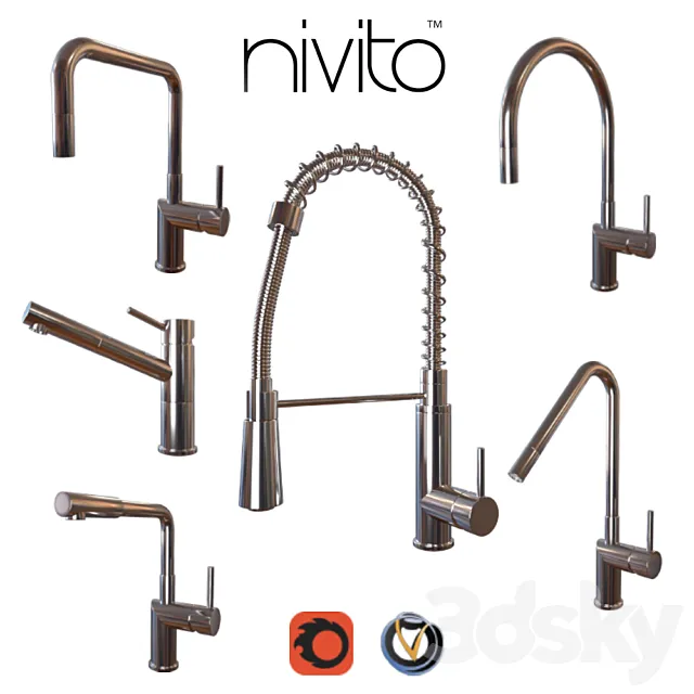 Faucets Nivito cuisine (6 pcs.. 8 colors) 3DModel