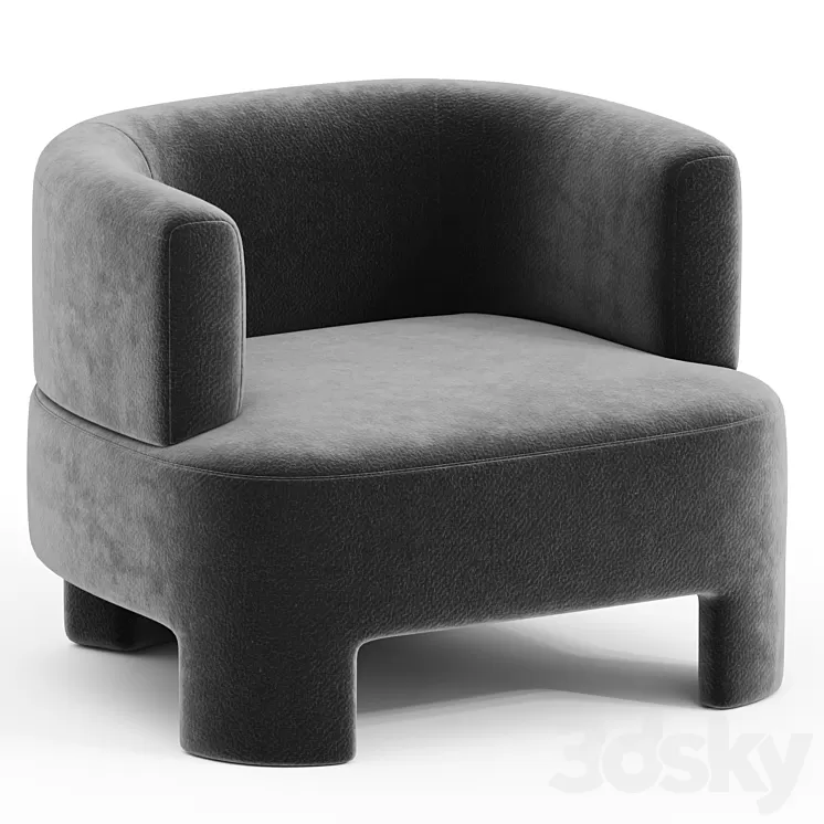 Fauteuil velours Darrel 3D Model Free