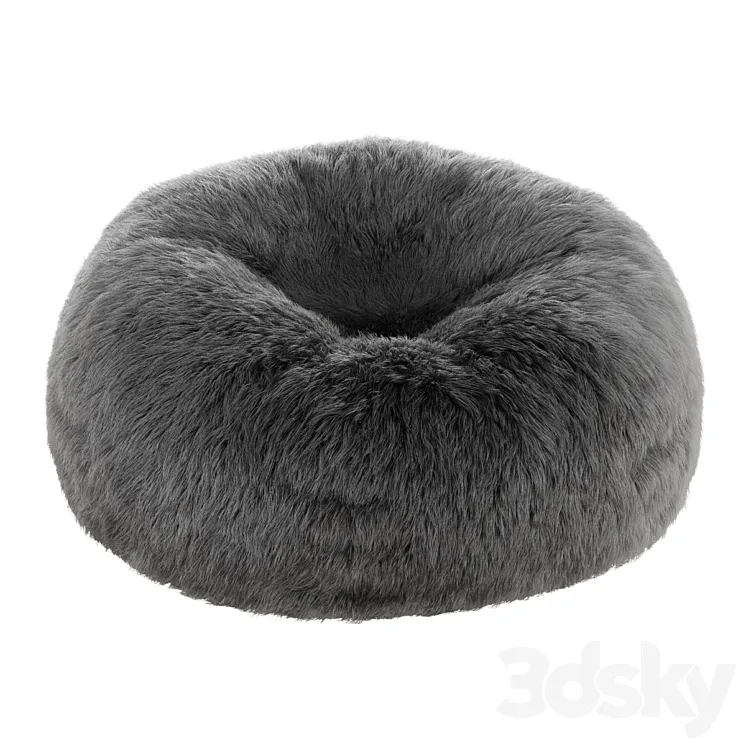 Faux Fur Bean Bag in Solid Dune 3D Model Free