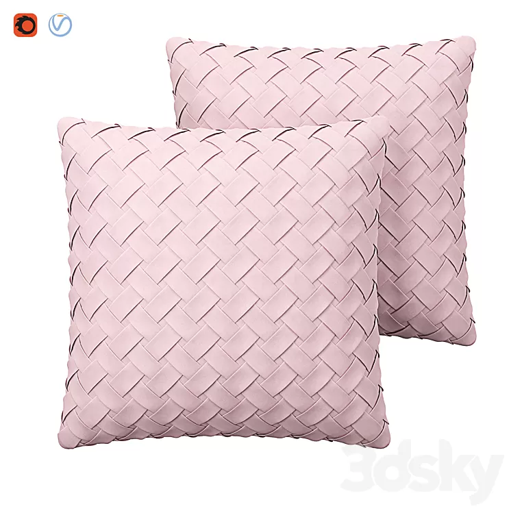 Faux Suede Cushion Lattice Weave Pink Tithonia 3D Model Free