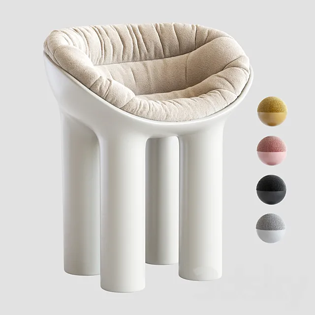 Faye Toogood Roly Poly Contemporary Dining Chair in Cream Fibreglass London 3D Model