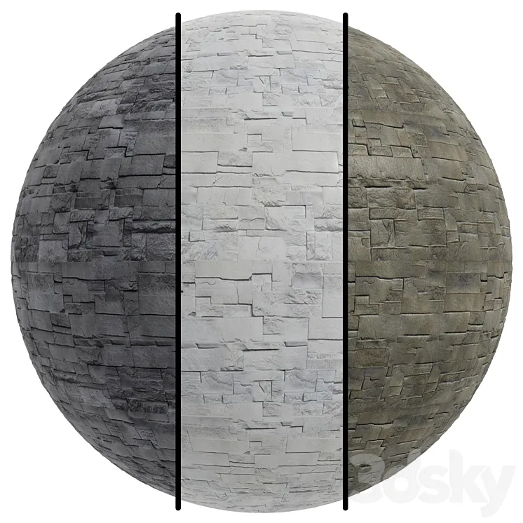 FB618 Dry Stack Faux Stone Siding covering | 3MAT | 4k | seamless | PBR 3D Model Free