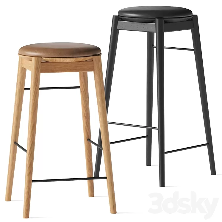 FDB Møbler Øst J169 & J168 Bar Stools 3D Model Free