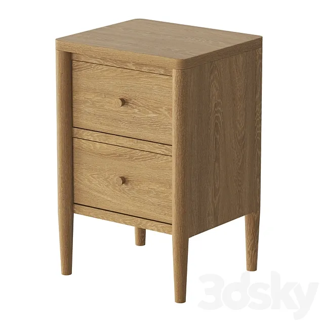 Feather And Black Aubrey 2 Drawer Bedside 3D Model