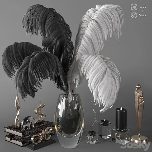 Feathers Decorative Set C 3D Model