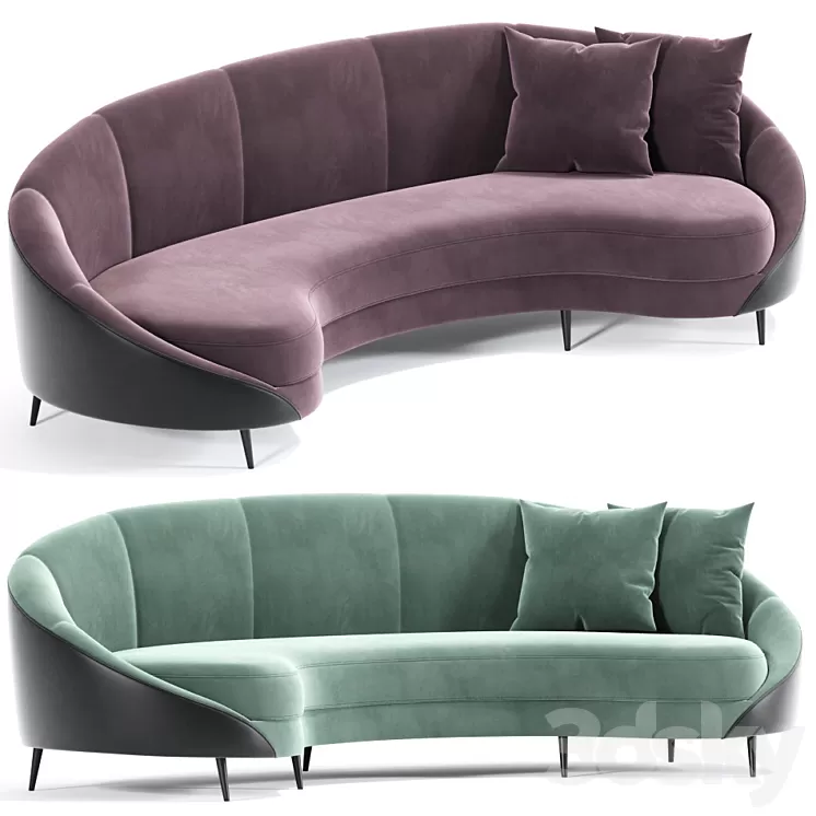 Feet Curved Sofa Beverly 3D Model