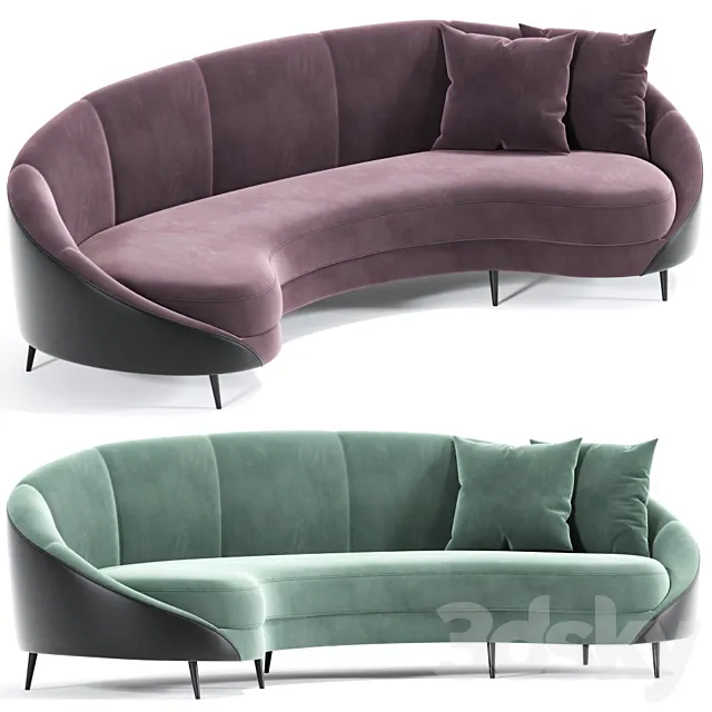 Feet Curved Sofa Beverly 3DModel