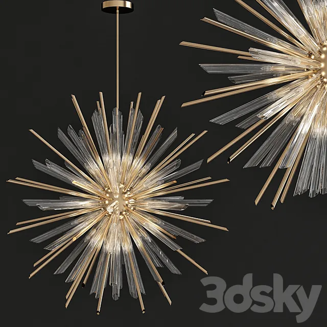 Feiss Quorra 41 Light Burnished Brass Chandelier 3D Model