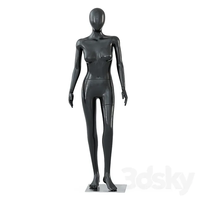 Female black mannequin in a standing pose 55 3D Model