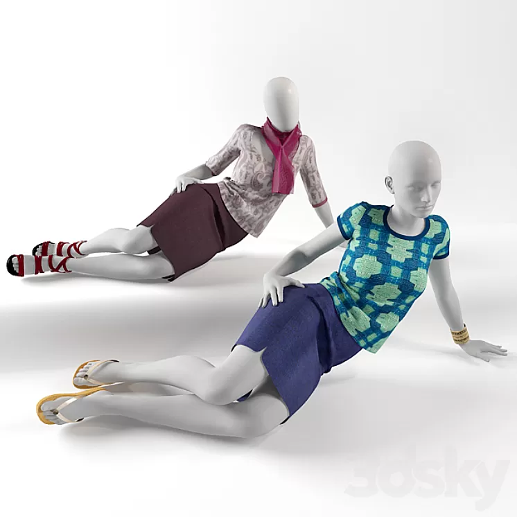 female mannequin reclining 3D Model