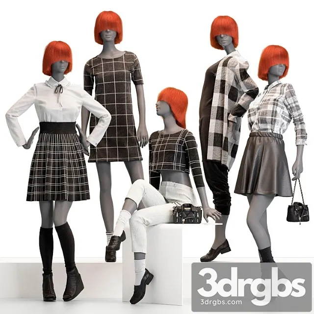 Female mannequins with clothes 3D Model Free