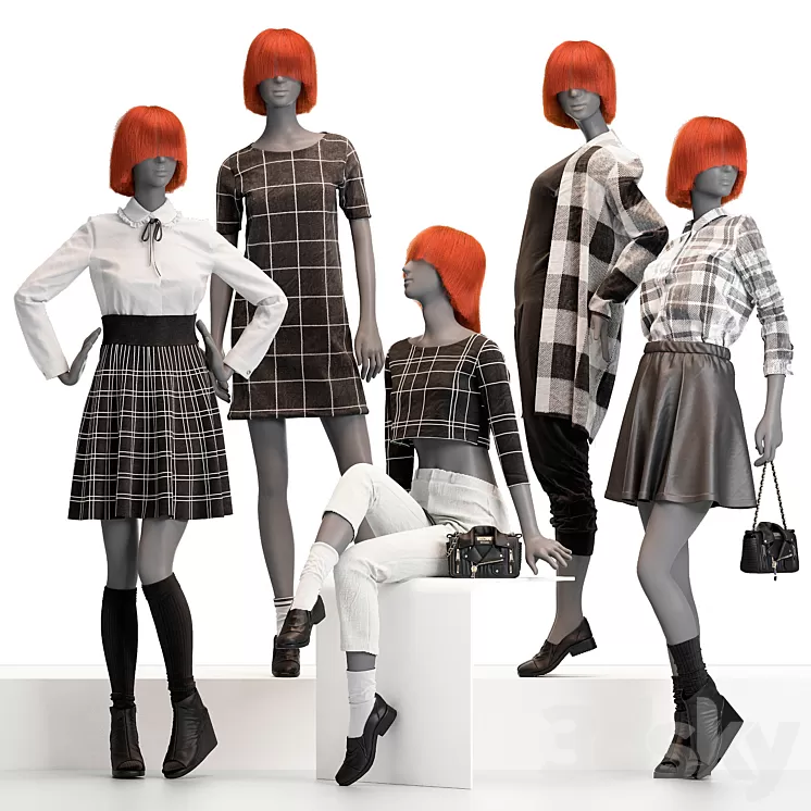 Female mannequins with clothes 3D Model Free