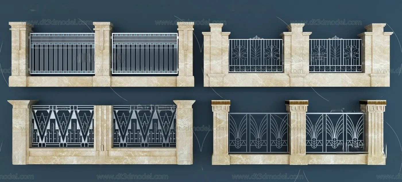 Fence 3D Models for Free Download - Architecture Fence - 007 - VRAY Render