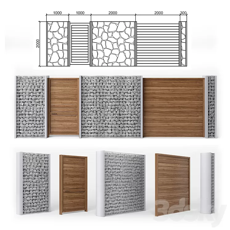 Fence gabion 3D Model
