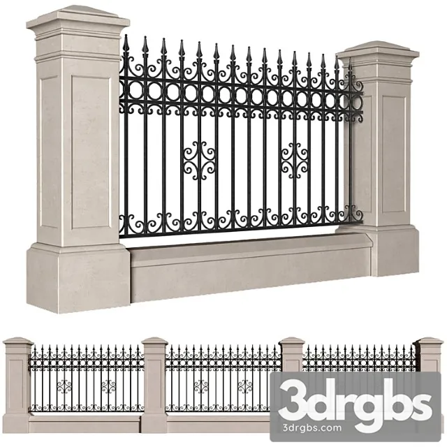 Fence In Classic Style With Wrought Iron Fence Entrance Driveway Iron Gates 3D Model Free