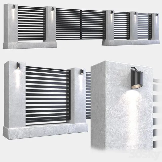 Fence with gate 3D Model