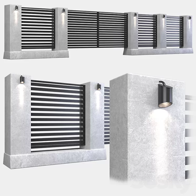 Fence with gate 3D Model