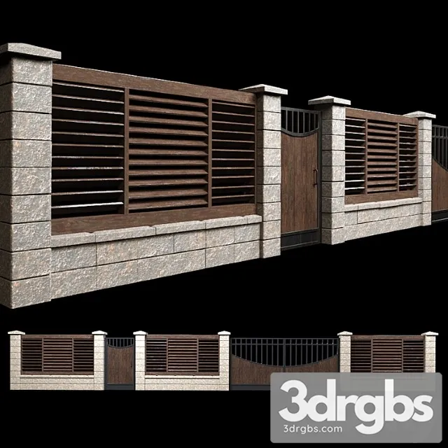 Fence With Gate And Wicket 2 3D Model Download