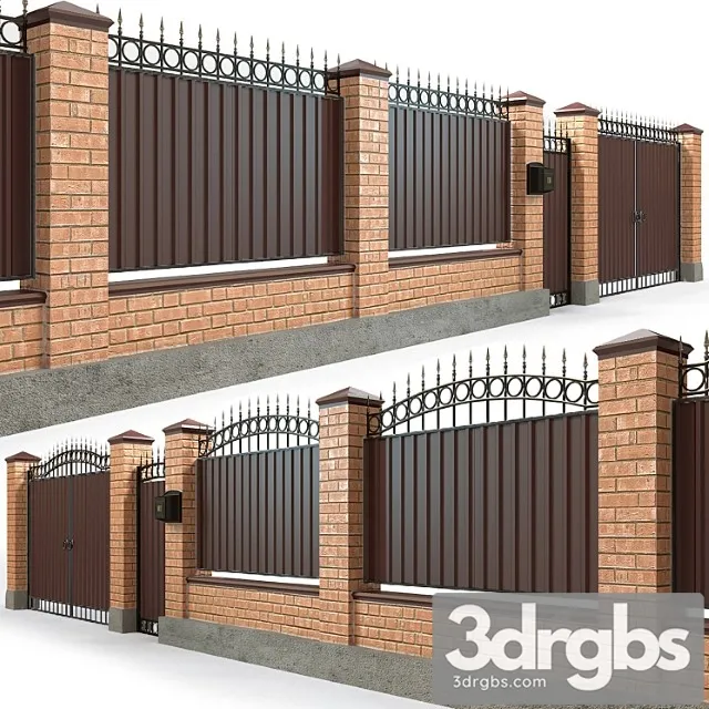 Fence With Gate and Wicket 5 3D Model Download
