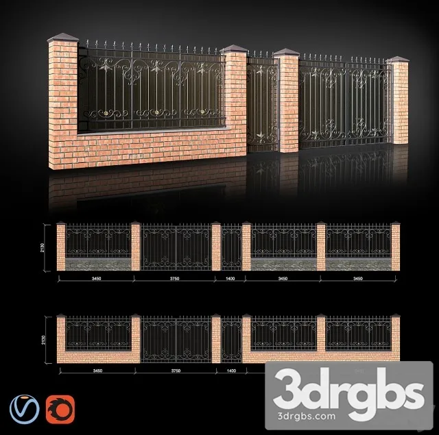 Fence With Gates Wicket 3D Model Download