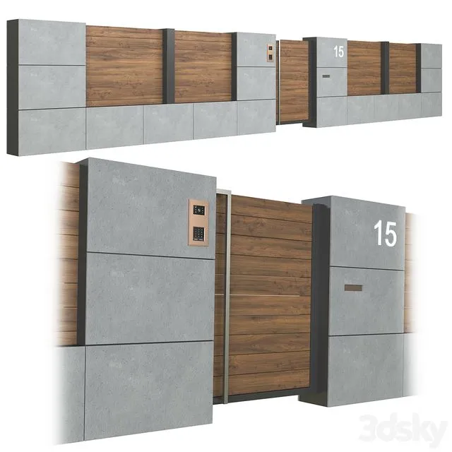 Fence with intercom 3D Model