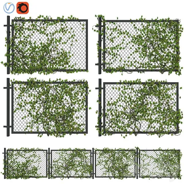 Fence with ivy v1 3D Model