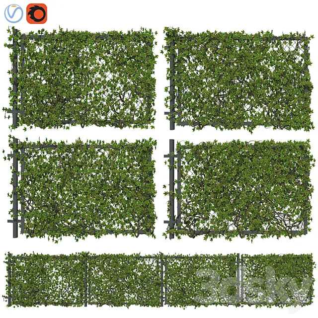 Fence with ivy v2 3D Model