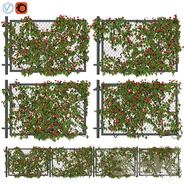 Fence with ivy v3 3D Model