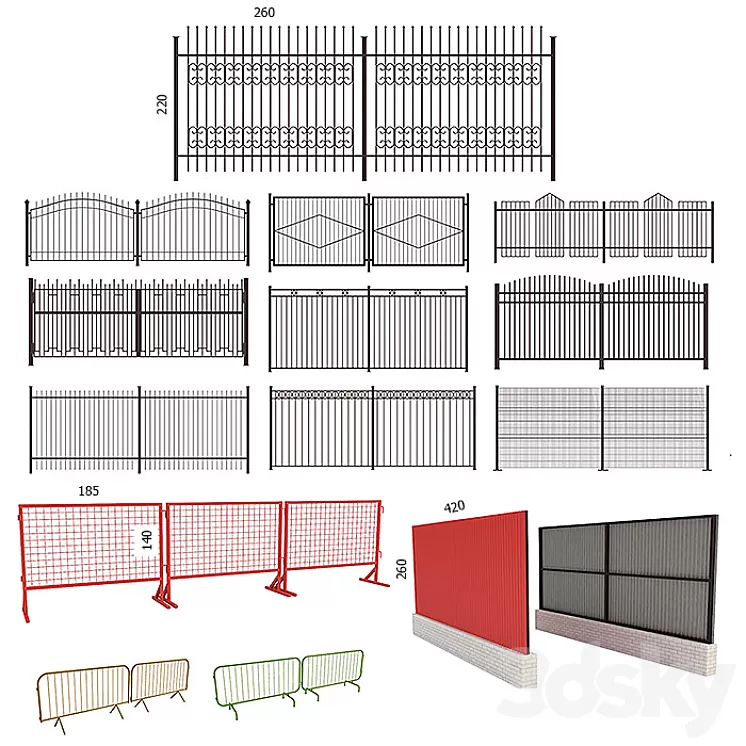 Fences barriers 3D Model