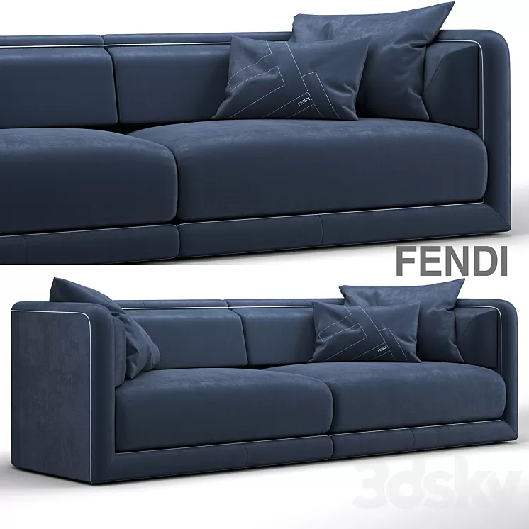 Fendi Casa Conrad Maxi Sofa Blue 3D Model