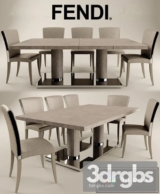 Fendi Casa Dining Set 3D Model Free