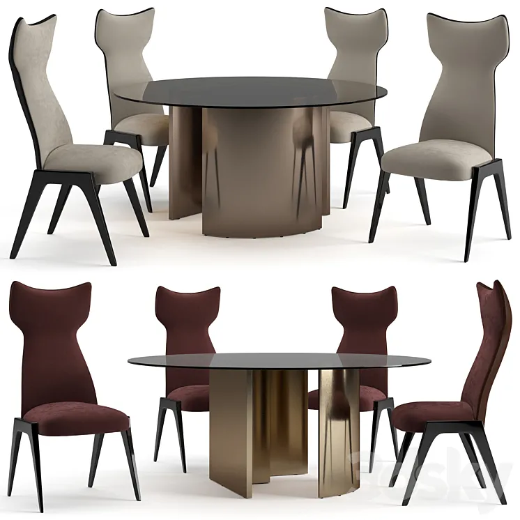 Fendi Casa Dinning set 3D Model Free