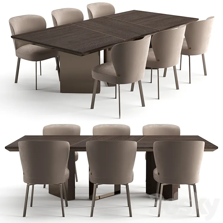 Fendi Casa dinning set 3D Model Free