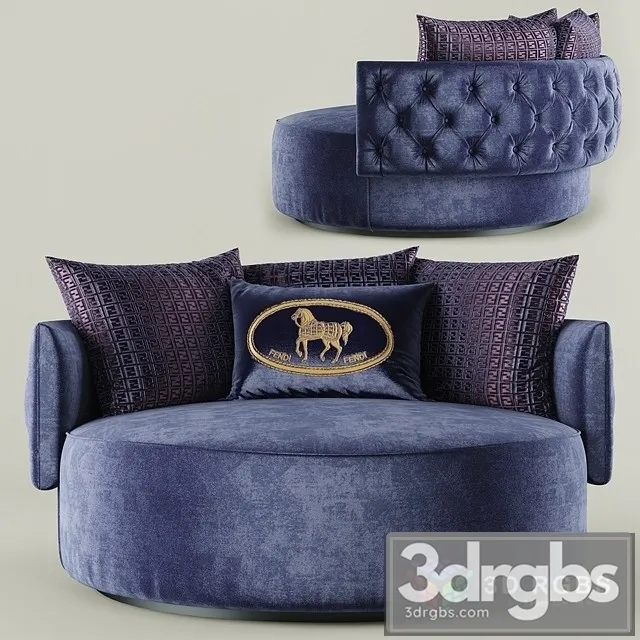 Fendi Casa Efea Capitonne Modem Armchair 3D Model Free