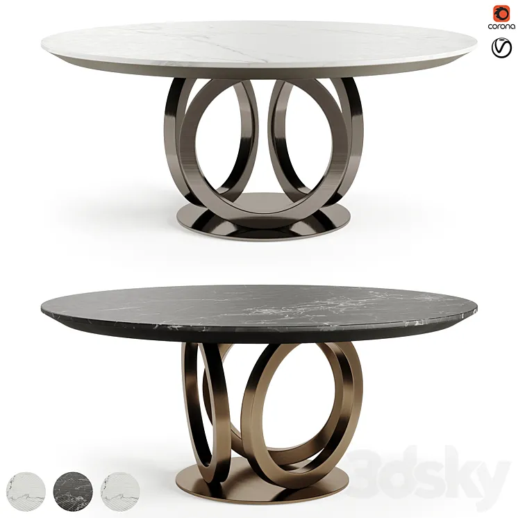 FENDI CASA GALILEO MARBLE DINING TABLE 3D Model Free