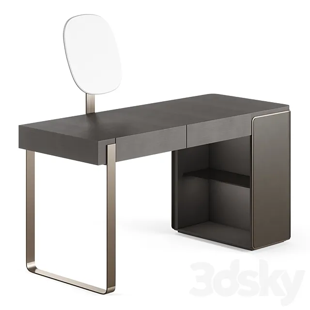 Fendi Icon Lady Desk with Mirror (Charcoal Fiddleback Sycamore) 3D Model