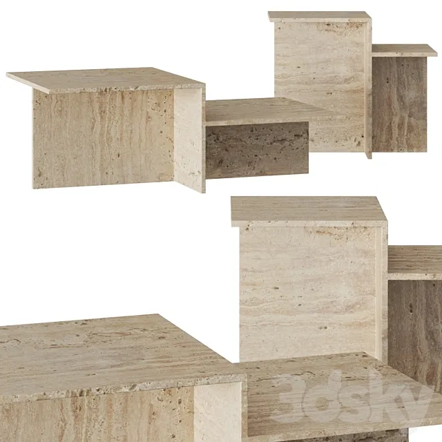 Ferm Living Distinct Travertine Coffee Tables 3D Model