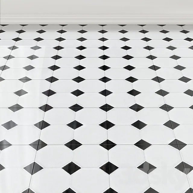 FestivalWhite and Black Dot Octagonal II Porcelain Mosaic 3D Model