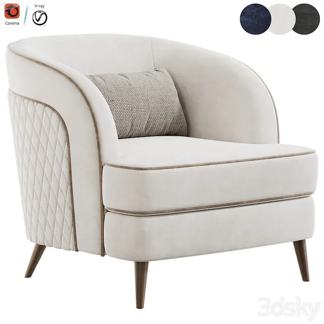 FH 7272 Boston Arm Chairs Pair 3D Model