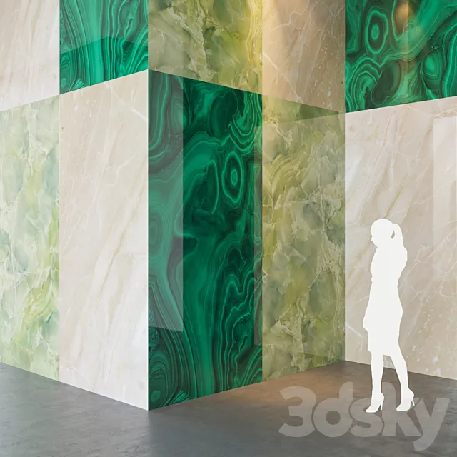 Fiandre Precious Stones GREEN MARBLE _ BRECCHIA _ MALACHITE 300x150 cm Tile Set 3D Model