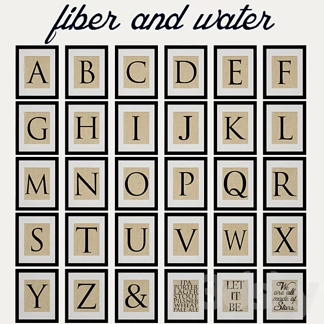 Fiber and Water - Signs Typography and Symbols 3D Model