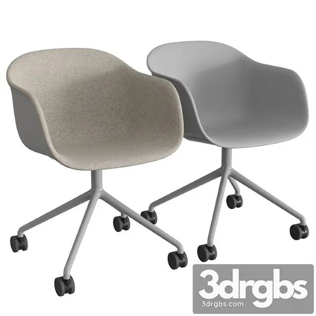 Fiber armchair swivel base w. castors 2 3D Model Free