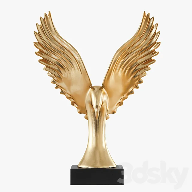Figurine Gold Eagle Wing 3D Model