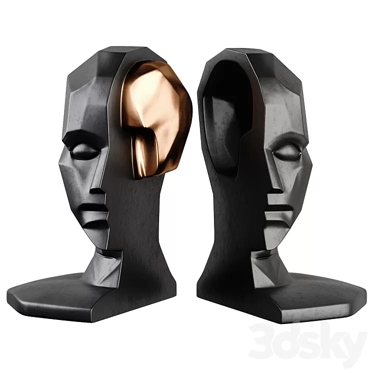 Figurine of the human brain in art deco style 3D Model Free