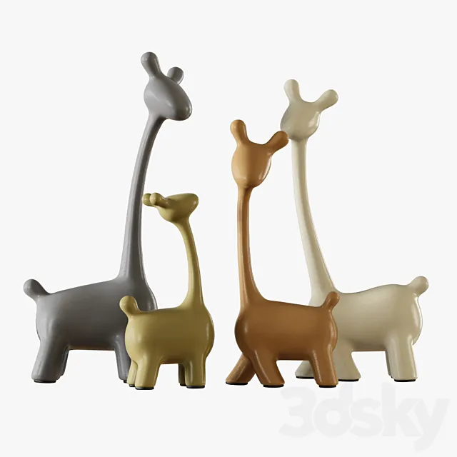Figurines a family of deer 3D Model