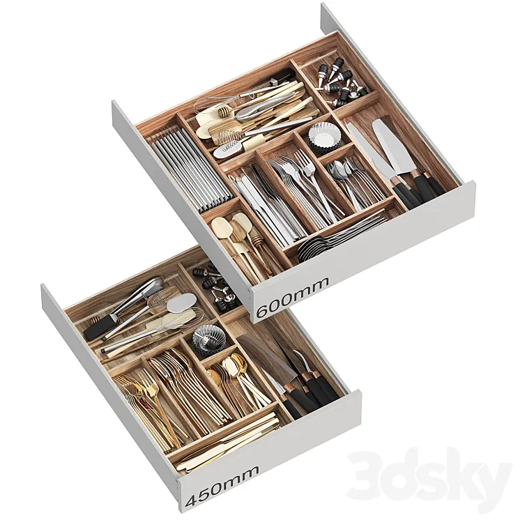 Filling for kitchen drawers 3D Model Free