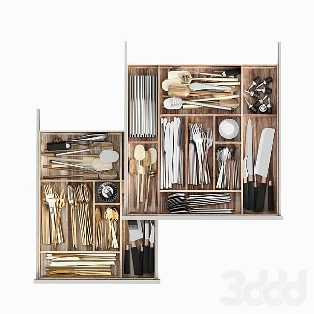 Filling for kitchen drawers 3D Model