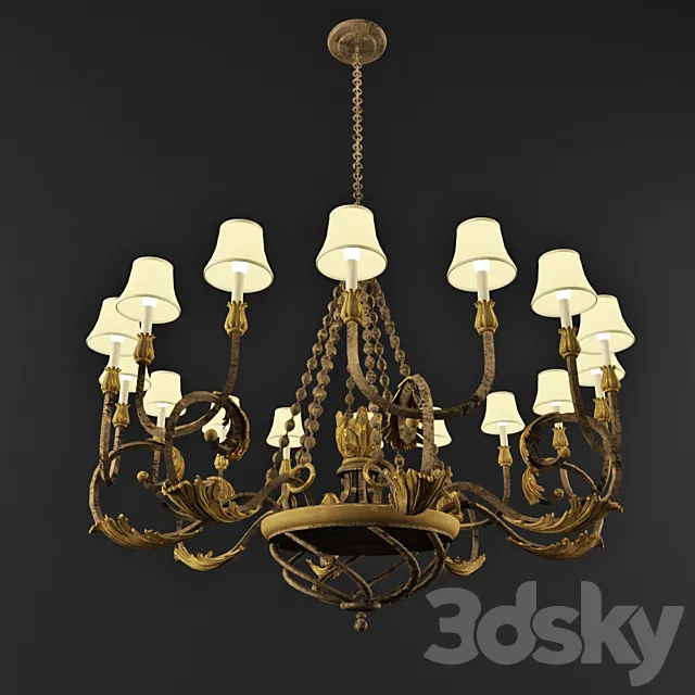 Fine Art Lamps 790440 Acanthus Gold Chandelier 3DModel