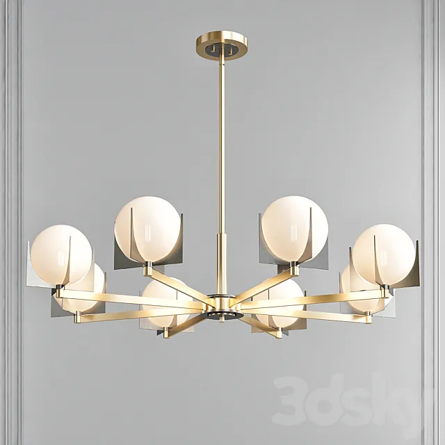 Finn Satin Brass-Brushed Platinum 8 Light Chandelier by Maxim Lighting 3D Model