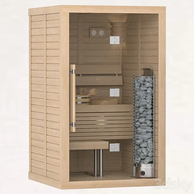 Finnish sauna Sawo Glass Front 3D Model